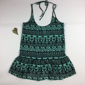 TOBI Aztec Peplum Tank Top SMALL High Low Hem